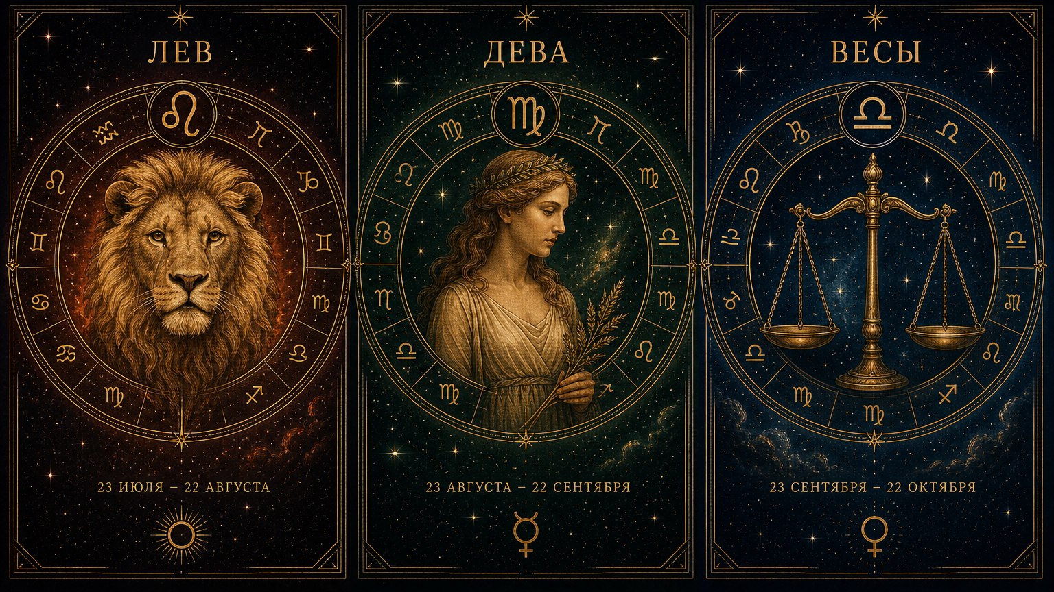Лев, дева, весы 