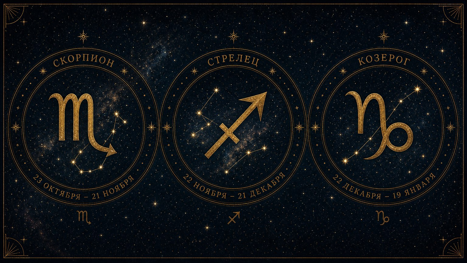 Скорпион, Стрелец, Козерог