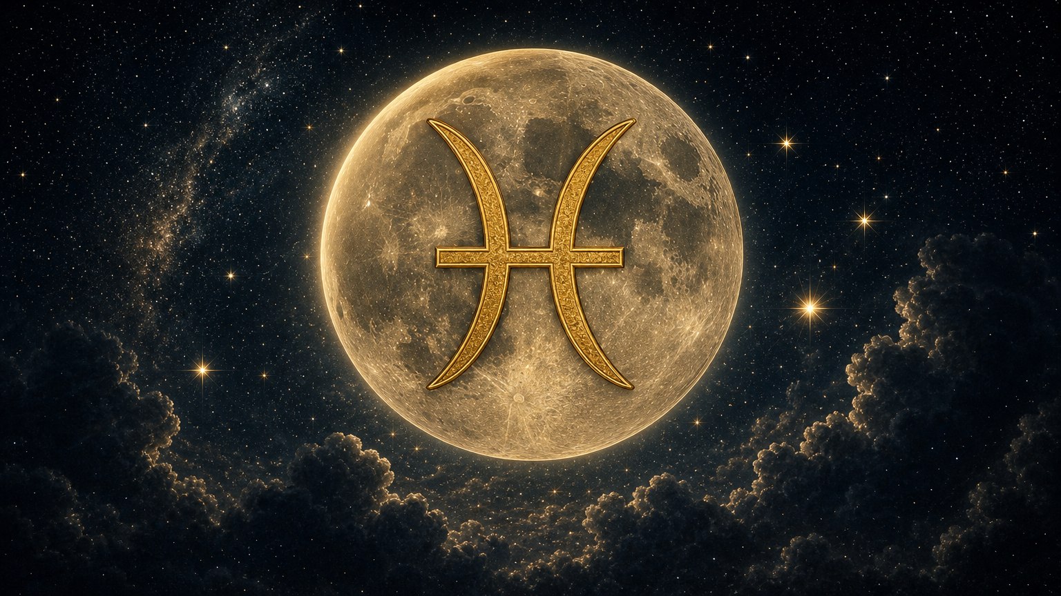 Знак рыбы на фоне луны 