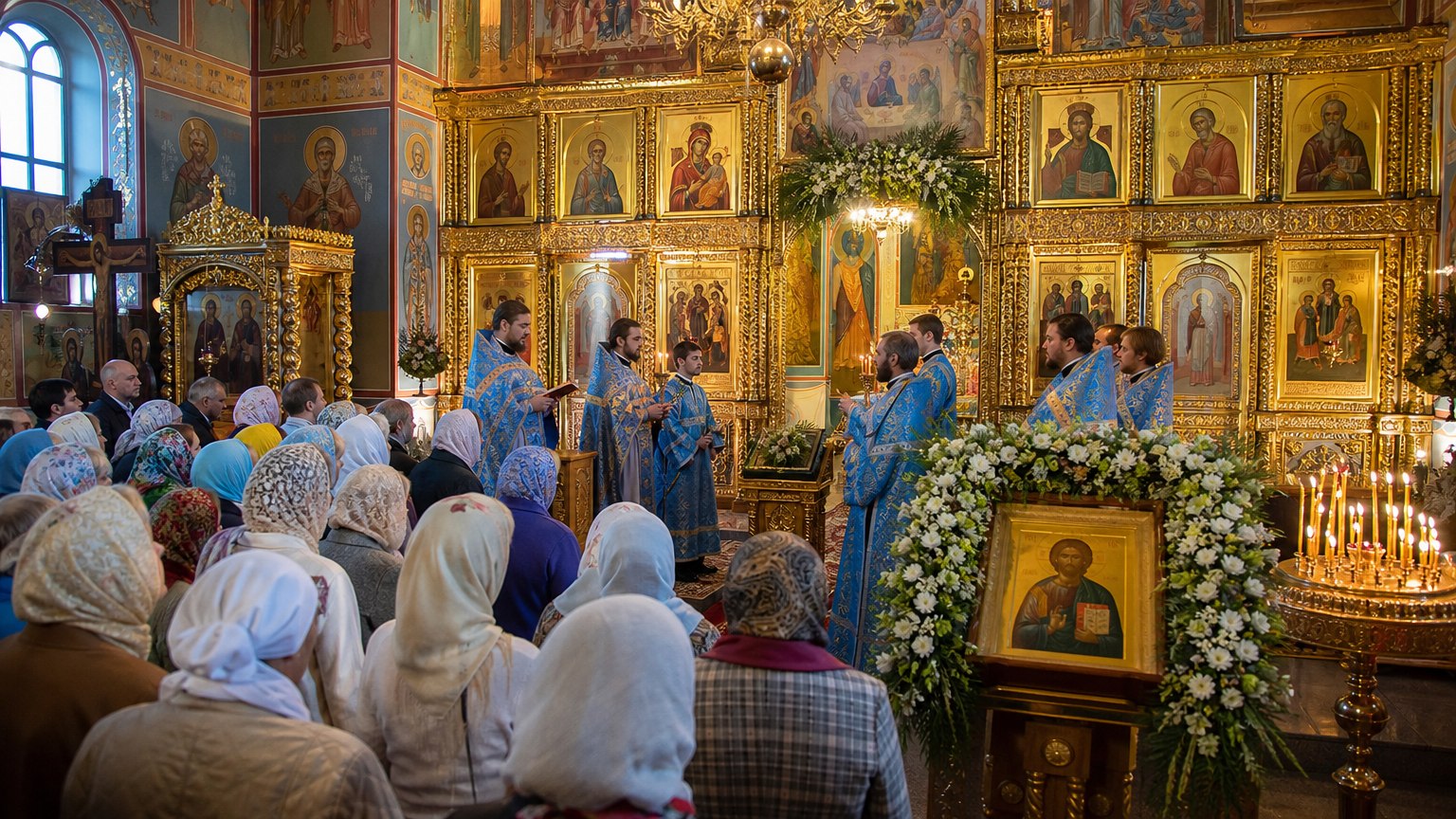 Фото сгенерировано ИИ. Праздничный молебен в день церковного новолетия в православной церкви