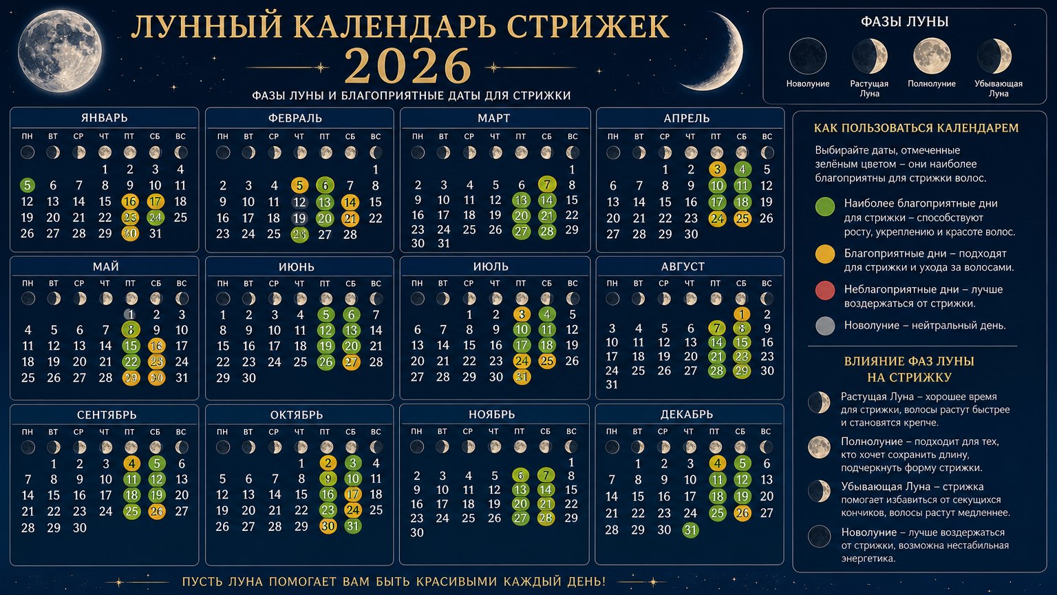 Лунный календарь на 2026 год 