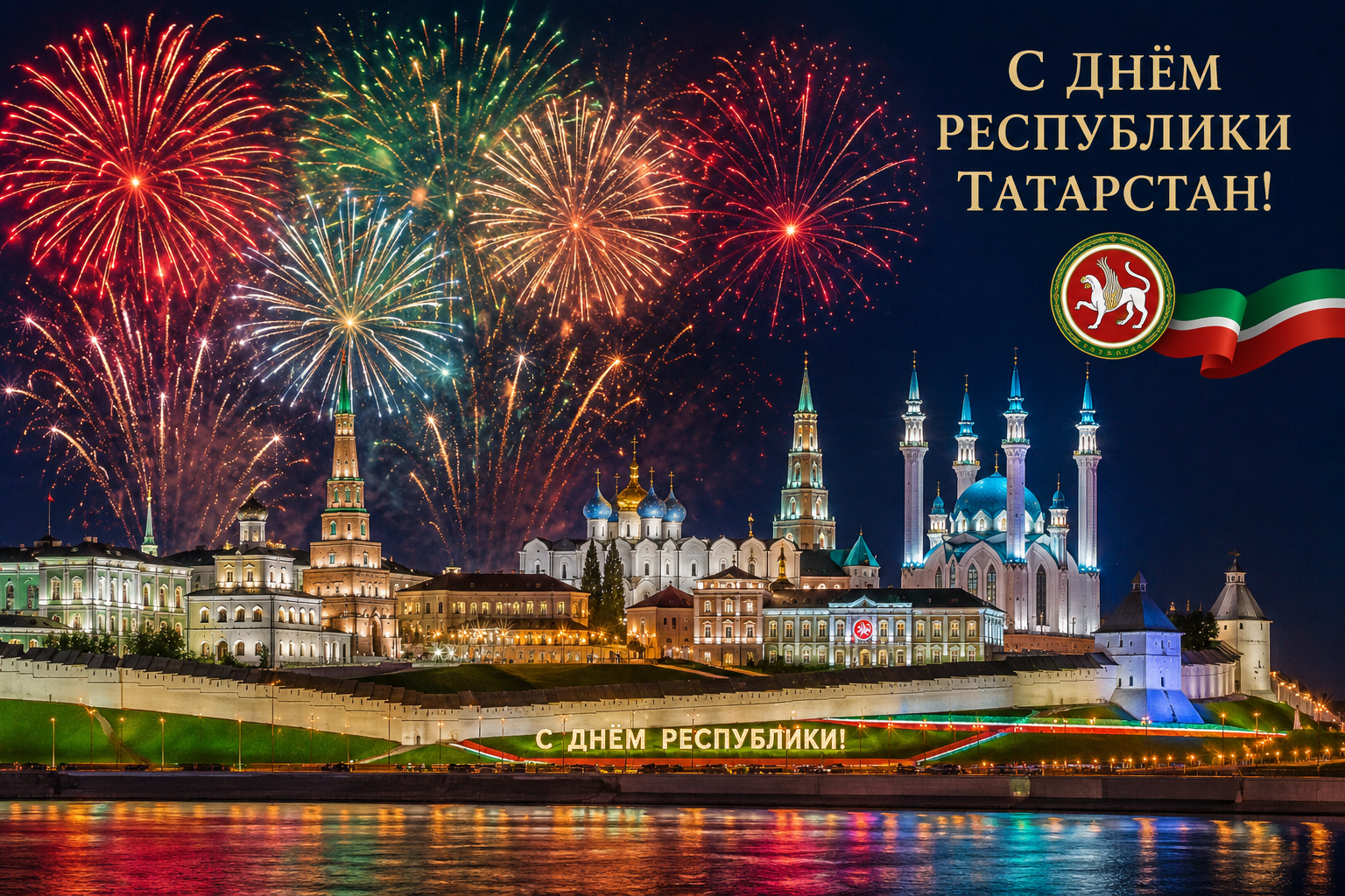 Салют над Кремлем а Казани 