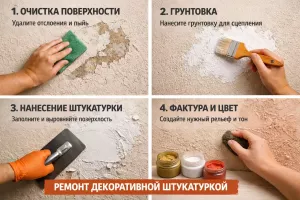 Ремонт стен декоративной штукатуркой своими руками