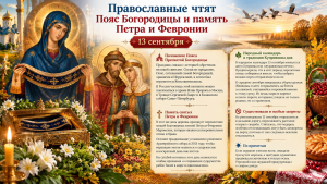 Православные чтят Пояс Богородицы и память Петра и Февронии 13 сентября