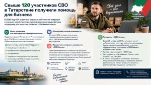 Свыше 120 участников СВО в Татарстане получили помощь для бизнеса