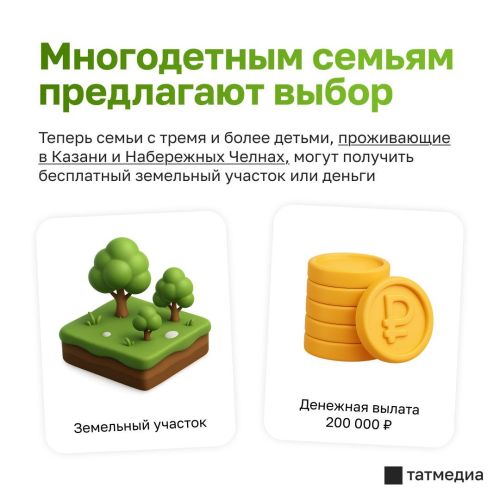 В Татарстане расширяют поддержку многодетных семей: теперь можно выбрать
