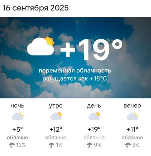 Погода в Высокогорском районе на 16 сентября 2025 года
