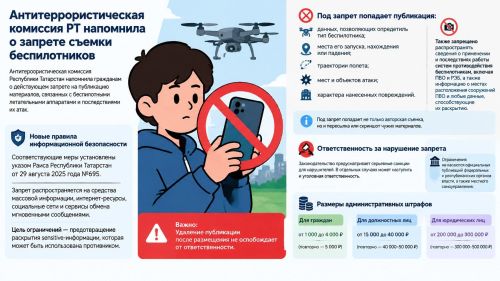 Антитеррористическая комиссия РТ напомнила о запрете съемки беспилотников