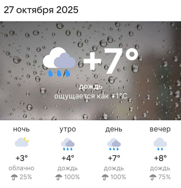 Прогноз погоды для 28 октября 2025 года в Высокогорском районе