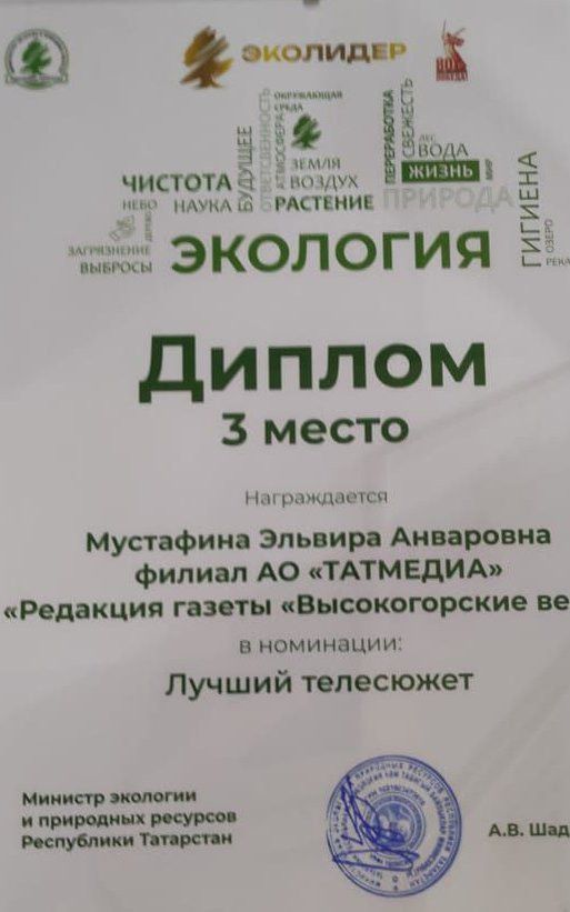 Главный редактор АО «ТАТМЕДИА» Мустафина Эльвира взяла бронзу в «Эколидере»