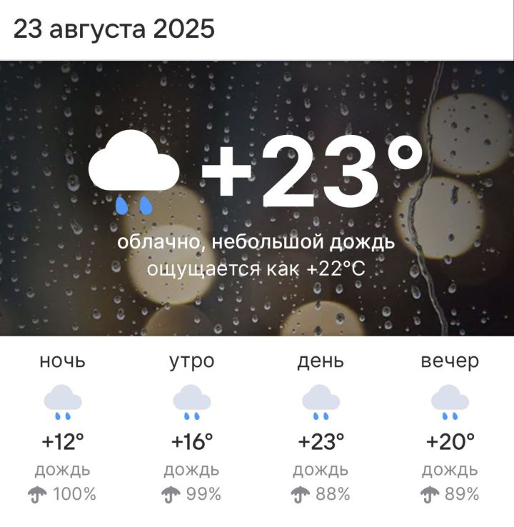 Погода в Высокогорском районе на 23 августа