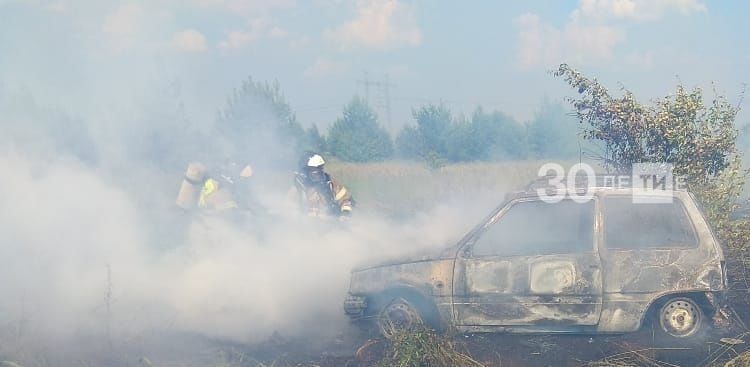 В Татарстане в поле у кладбища дотла сгорела «Ока»