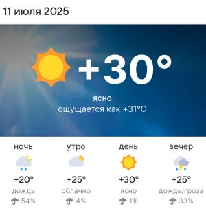 Погода на 11 июля 2025 года