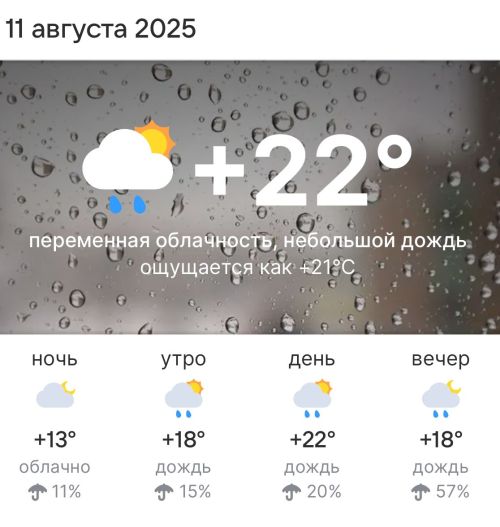 Погода в Высокогорском районе 11 августа 2025 года