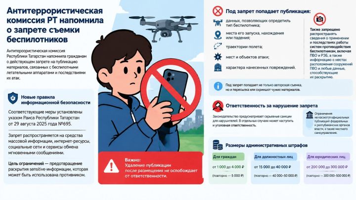 Антитеррористическая комиссия РТ напомнила о запрете съемки беспилотников