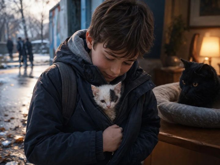 Бездомный котенок помог мальчику пережить потерю любимого питомца